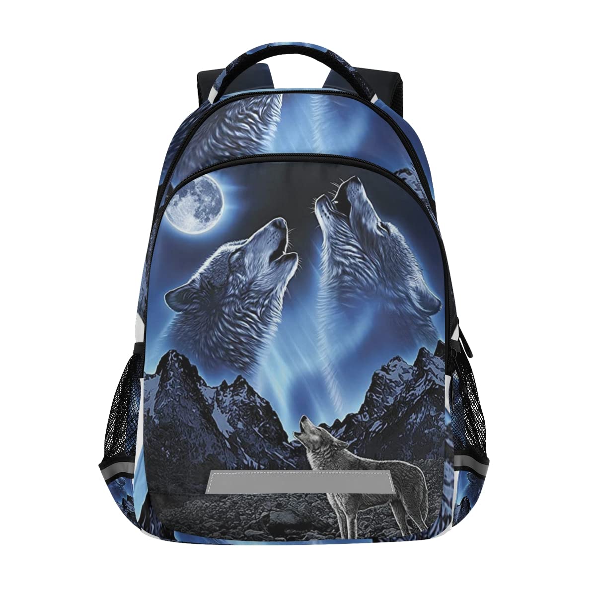 Wloves Moon Night Bookbag School Student Backpack for Travel Hiking Girls Boys Kids