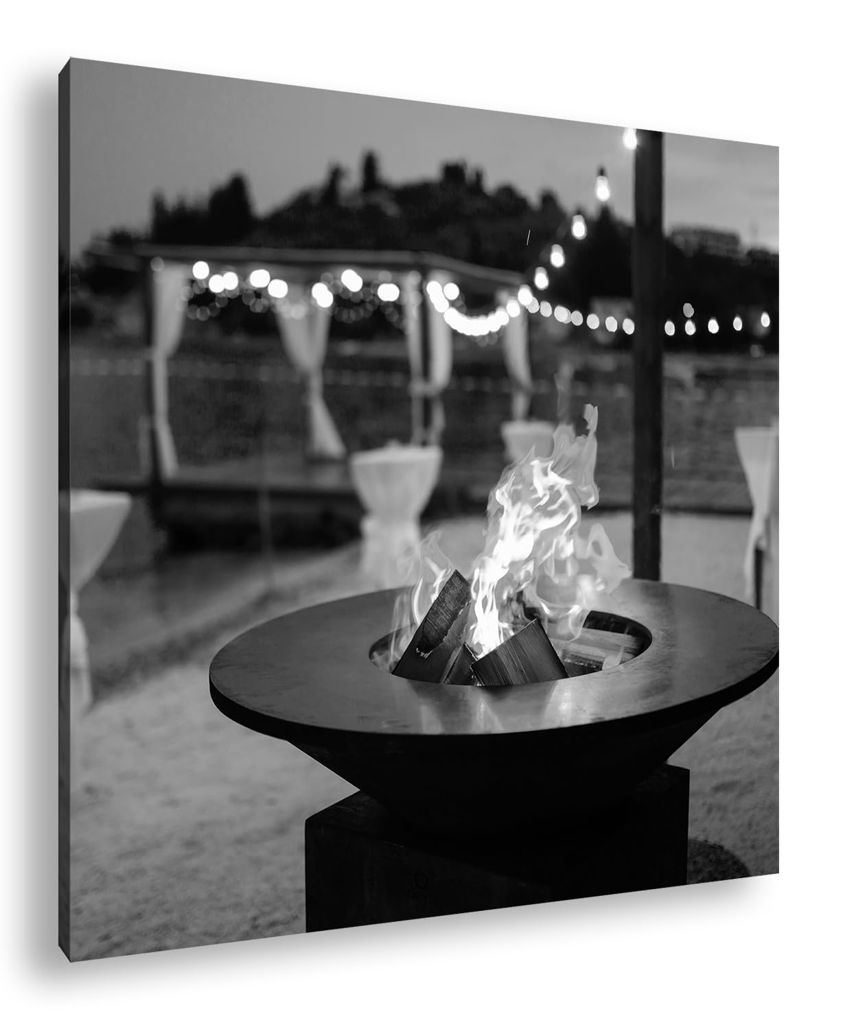 deyoli Spiaggia atmosfera serale, illuminazione romantica, formato: 70 x 70 cm, effetto: bianco e nero, stampa digitale di alta qualità