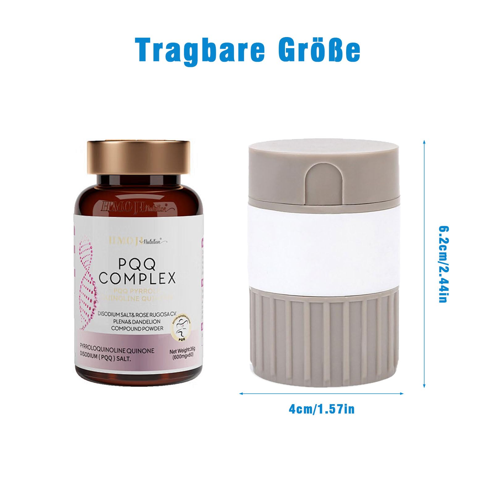 Tablettenmörser 4-in-1, Tablettenschneider mit Aufbewahrung, Tablettenzerkleinerer zum Tabletten zerkleinern, tragbarer Tablettenzerkleinerer für Zuhause & Reise (grau)