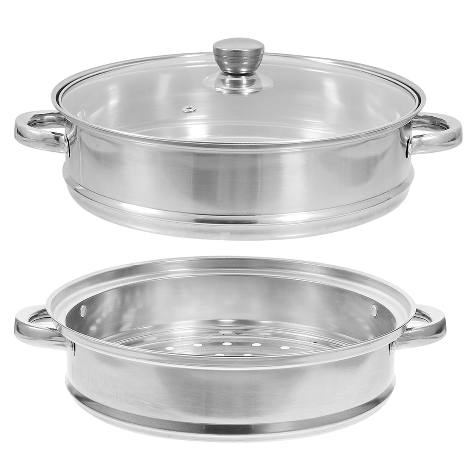 Vaporiera Doppio Strato in Acciaio Inox con Coperchio Argento