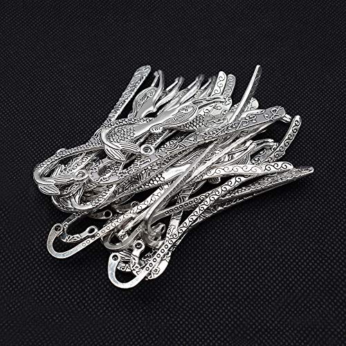 Hostk 40Pc Silver Metal Bookmark Hairpin Hook Carved Antique Vintage With Pendant Jewellery Making Mermaid Souvenirs Plain Embossed #TOP3
