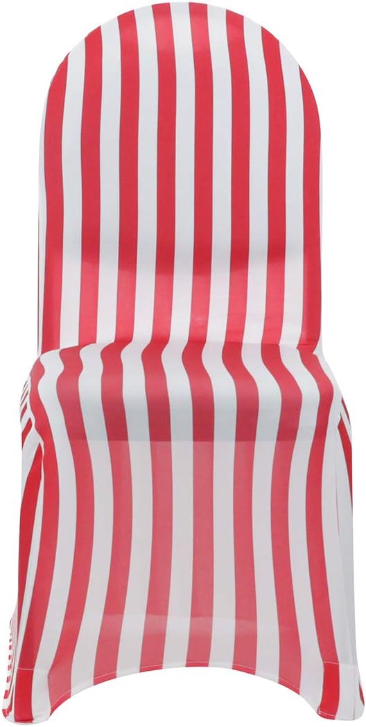 YOUR CHAIR COVERS - 50 Pack Striped Red and White Stretch Spandex Chair Cover - Wedding Slip Covers, Premium Quality Cover