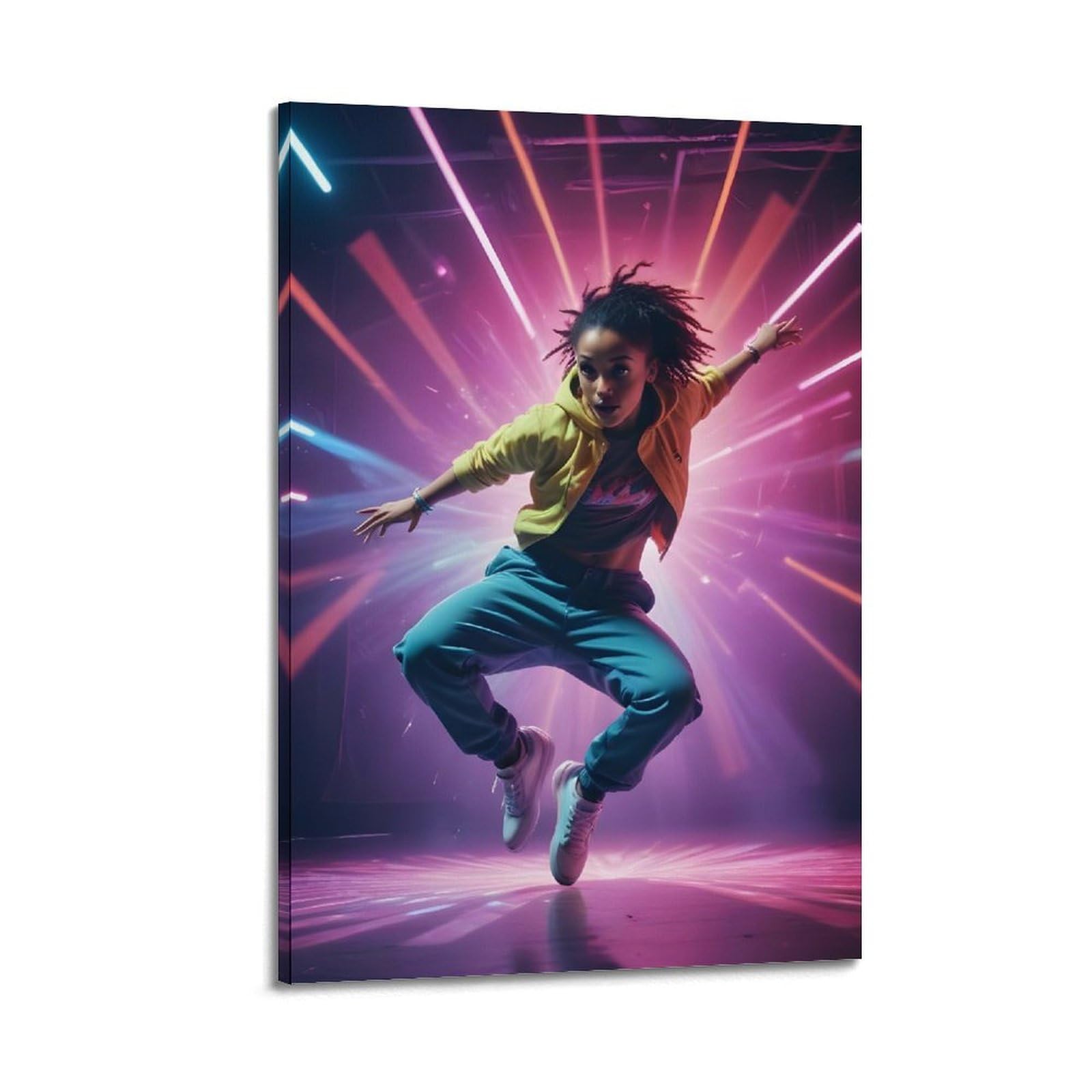 ZLQYHW Poster di danza di strada, hip-hop, ballerina B-girl, decorativo, per camera da letto di famiglia, opera d'arte, 60 x 90 cm