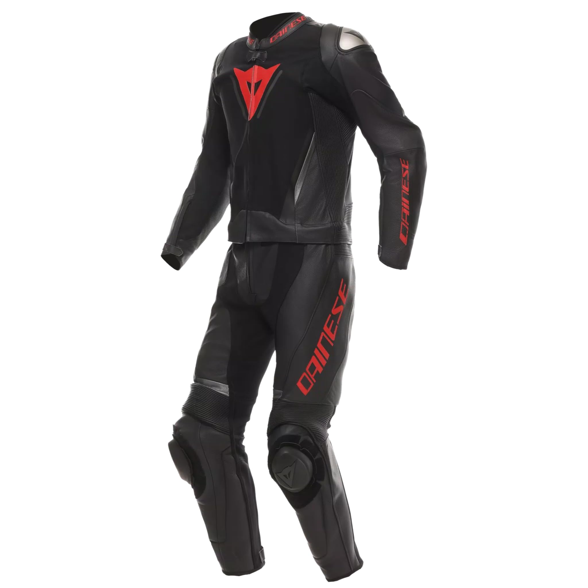 DAINESE Demon Sprint Tuta in pelle da motociclista a due pezzi, nero/nero/rosso, 52
