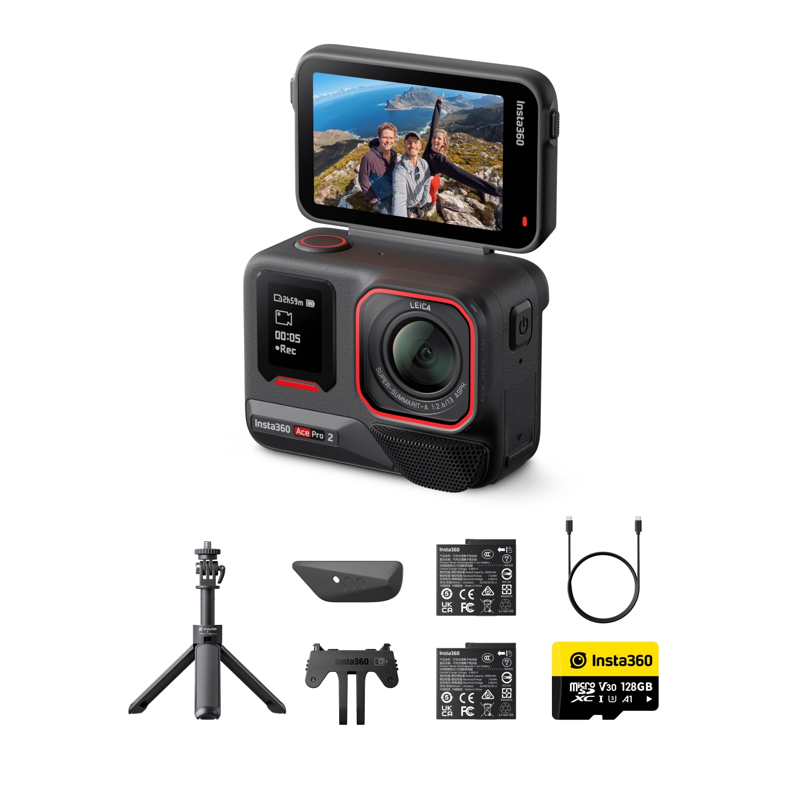 Insta360 Ace Pro 2 opakowania Essentiale - wodoodporna kamera sportowa 8K współinżynieryjna z Leica, czujnik 1/1,3", podwójny układ AI, doskonały przy niskim świetle, doskonały dźwięk