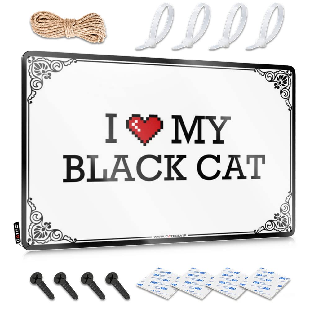 Cocoa Decoration Accessory | I Love My Black Cat Indie Garden Decoration(20X30CM)