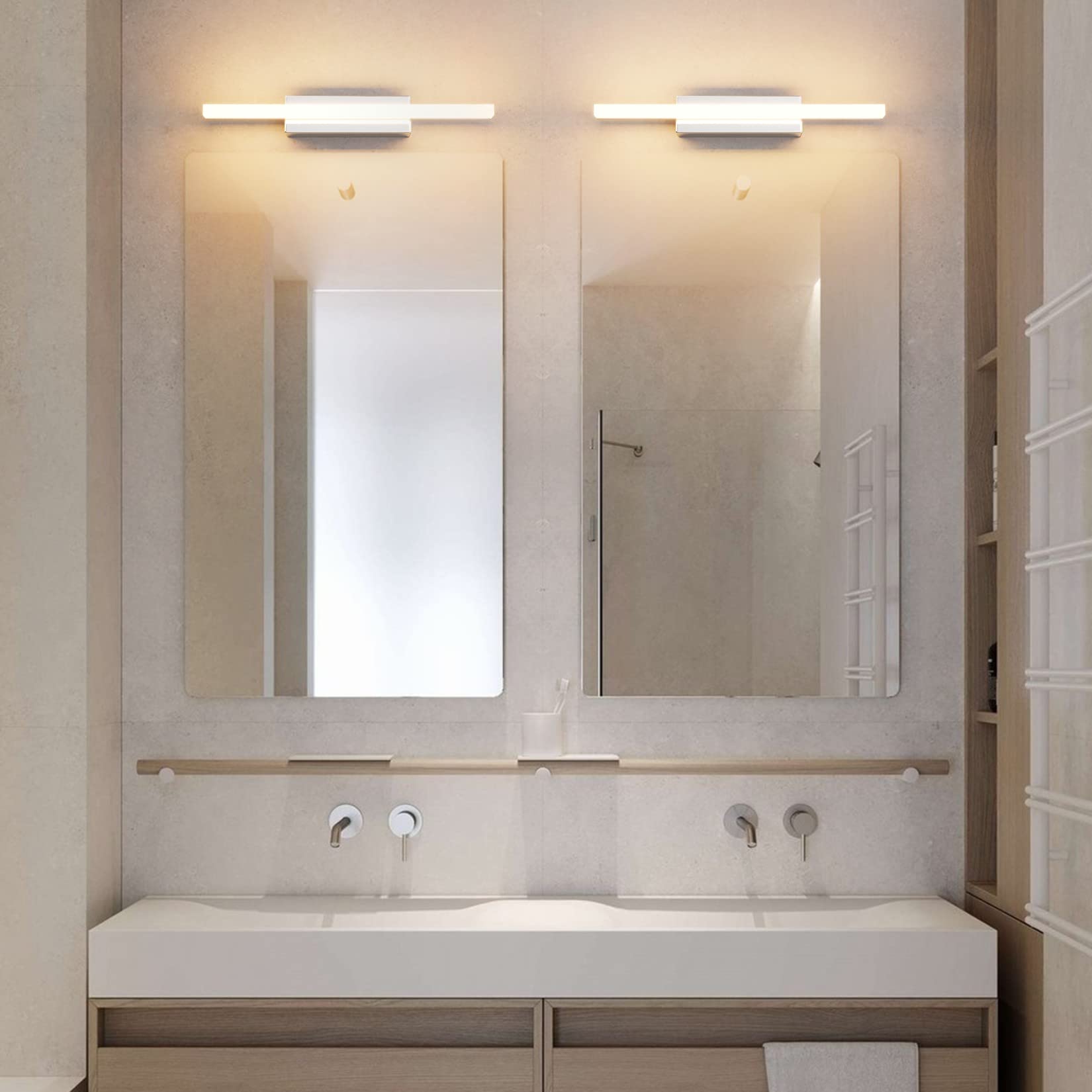 Klighten 9W 40cm LED Spiegelleuchte Bad, IP44 Badleuchte Badlampe Wand, Spiegellampe Badezimmer Lampe Wand, 110-240V, 600 Lumen, Warmweiß 3000K