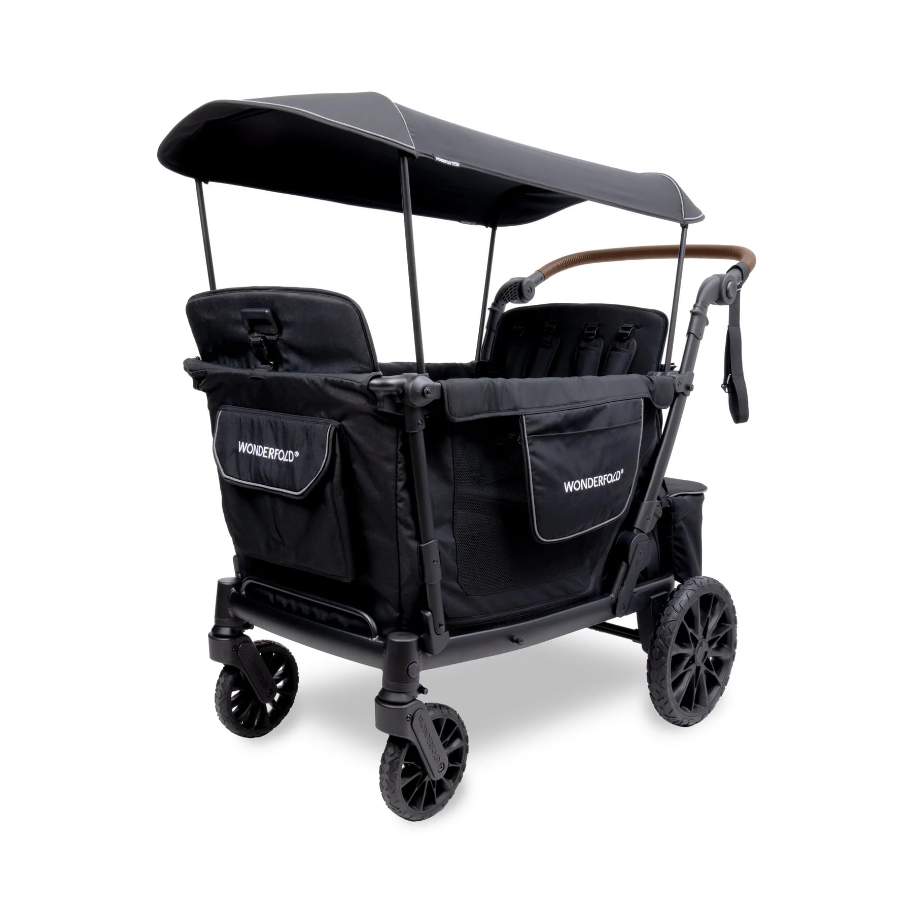WonderFold L4 Quad Stroller Wagon (4 Seater) - Smooth Ride, Secure Harnesses, and All-Weather Canopy 4 Seat Wagon Stroller for Kids, Safety-Certified