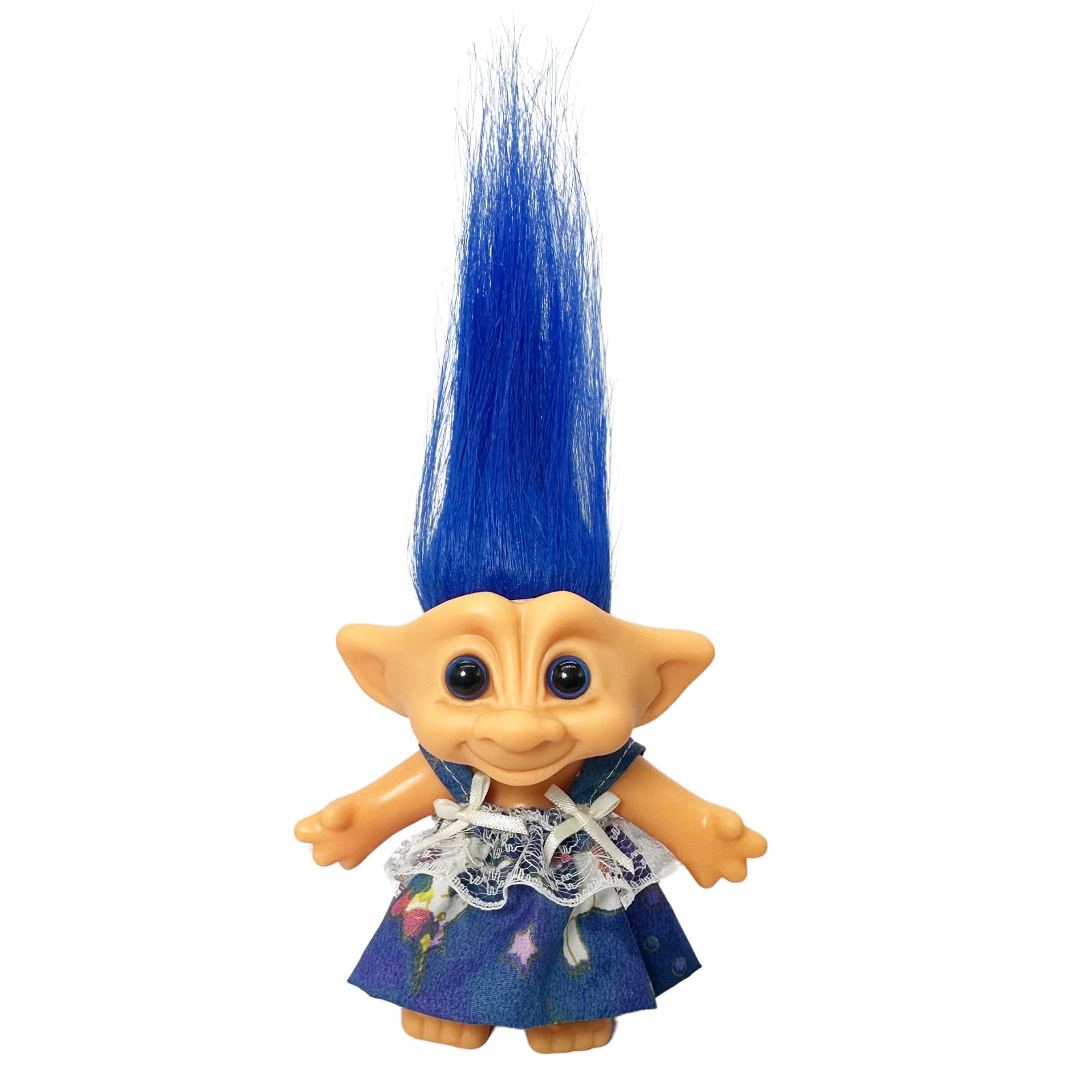 Yintlilocn Lucky Vintage Troll Dolls, Lucky Doll Chromatic Adorable for Collections, School Project, Arts and Crafts, Party Favors- 7.5" Tall(Include The Length of Hair) (Dark Blue)