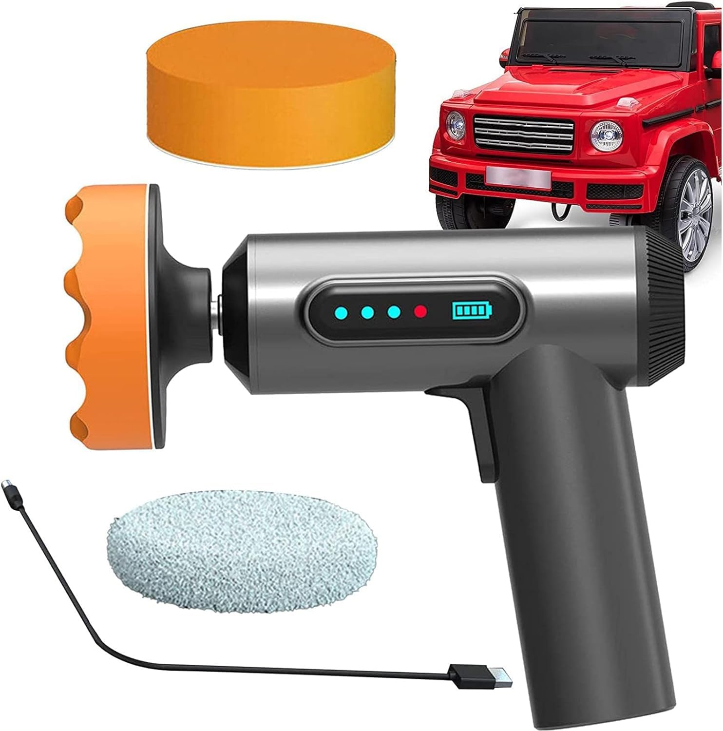 Lucidatrice elettrica senza fili ricaricabile, 2000 mAh, tampone per auto senza fili con velocità variabili per dettagli e levigatrice, lucidatrice tampone portatile