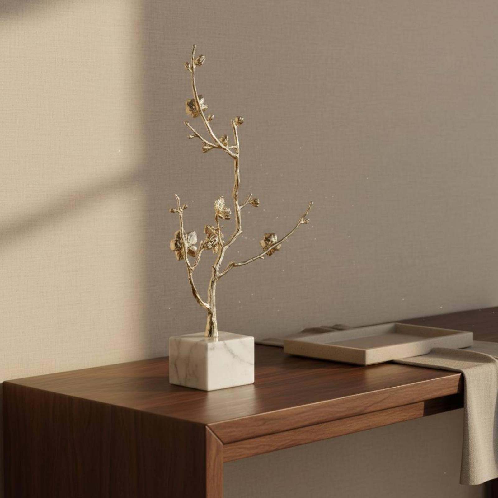 Modern Decorative Art Scultura Ornamentale da Tavolo con Motivo Floreale Ramificato Decorazione Raffinata per Consolle Mobile Ingresso Soggiorno Adatta per Casa Ricevimento, 19-7-38cm