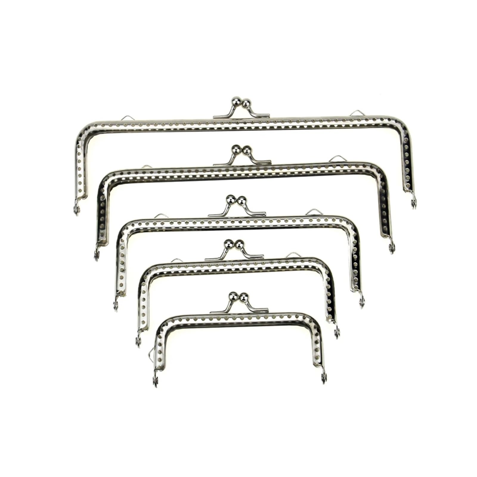 PVUVTNAHW 20Pcs 8.5/10.5/12.5/15.5/18CM Square Glossy Silver Basic Metal Purse Frame Kiss Clasp Lock DIY Bag Accessories(Mix size)