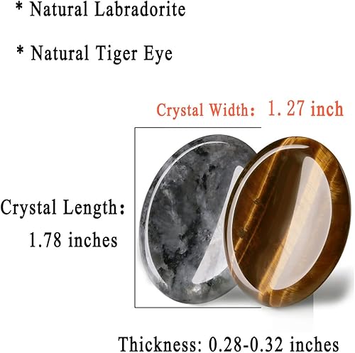 Miniatura 6 de DUQGUHO 2 piedras de preocupación del pulgar para la ansiedad, cristales curativos de labradorita natural de ojo de tigre, piedras de bolsillo