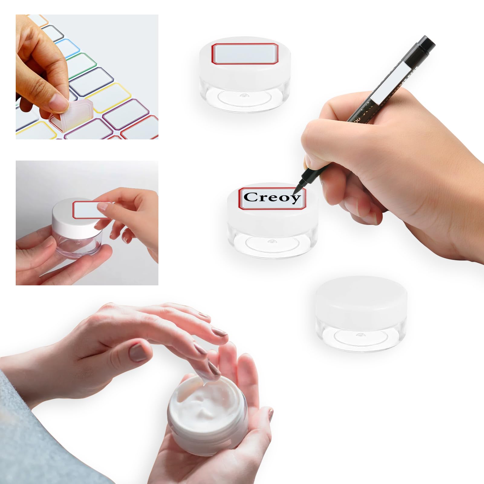 Set di 14 bottiglie da viaggio da riempire, 50 ml, vuote da viaggio, con sacchetto per bagagli a mano, piccolo imbuto, pennello, contenitore da 20 g, con 1 pennello adesivo contagocce