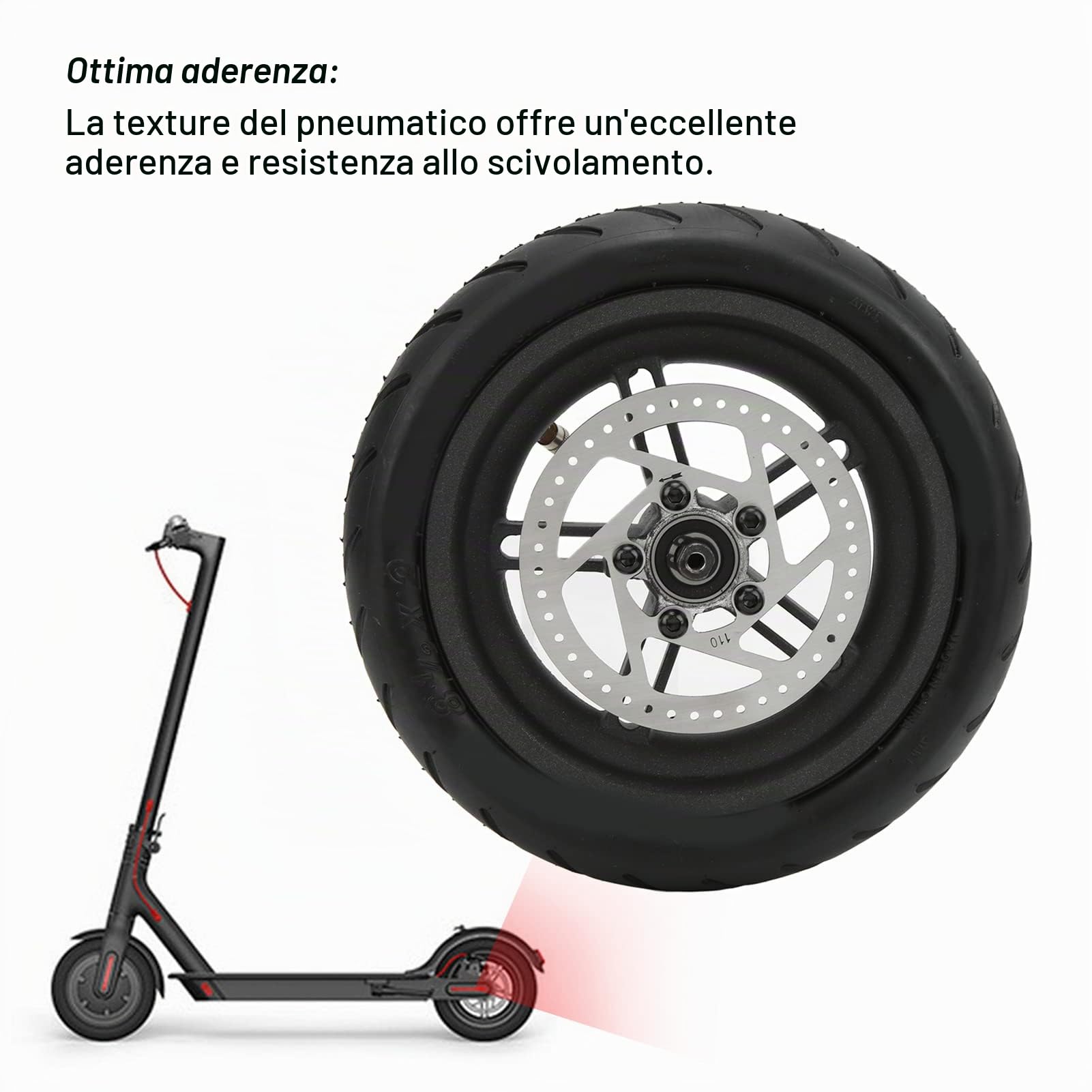 BuyWeek Pneumatico Solido Ruota Solida di Ricambio per Xiaomi M365, 8,5 Pollici 8 1/2x2 Posteriore con Mozzo per Scooter Elettrico