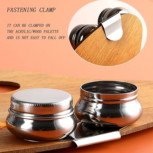 Miniatura 4 de YIUIRUOI 1 juego de aceite de arte de acero inoxidable con tapa a prueba de fugas en forma de tambor para artistas, estudiantes, entusiastas del