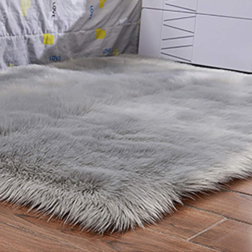 Tapis 40x80cm, Longhair Décoratif Coussin de Chaise, Qualité Premium Antidérapant, pour Chambre à Coucher, Salon, Crèche - Gris
