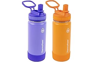ThermoFlask 2-Pack of Orange Stainless Steel Water Bottles