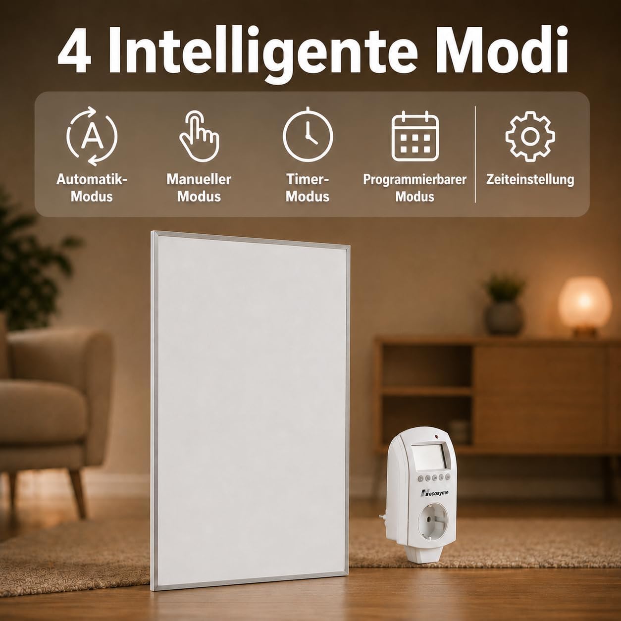 Calefactor Bajo Consumo 1000W con Termostato,Calefactor Baño Pared