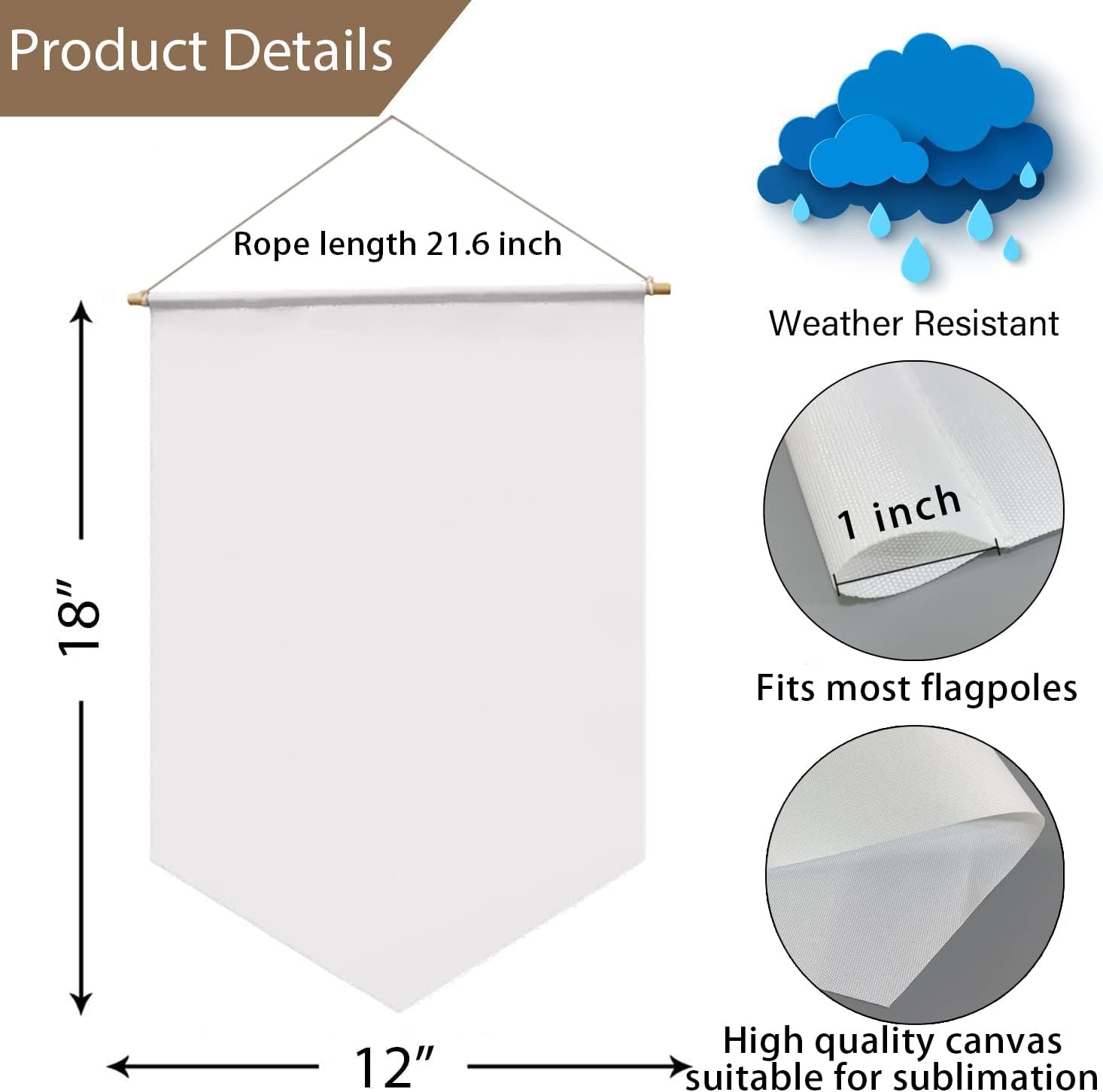 Sublimation Blank Custom Banner, Wall Display Waterproof Canvas Banner, Sublimation Transfer Heat Press Printing Crafts. (12 Pcs)