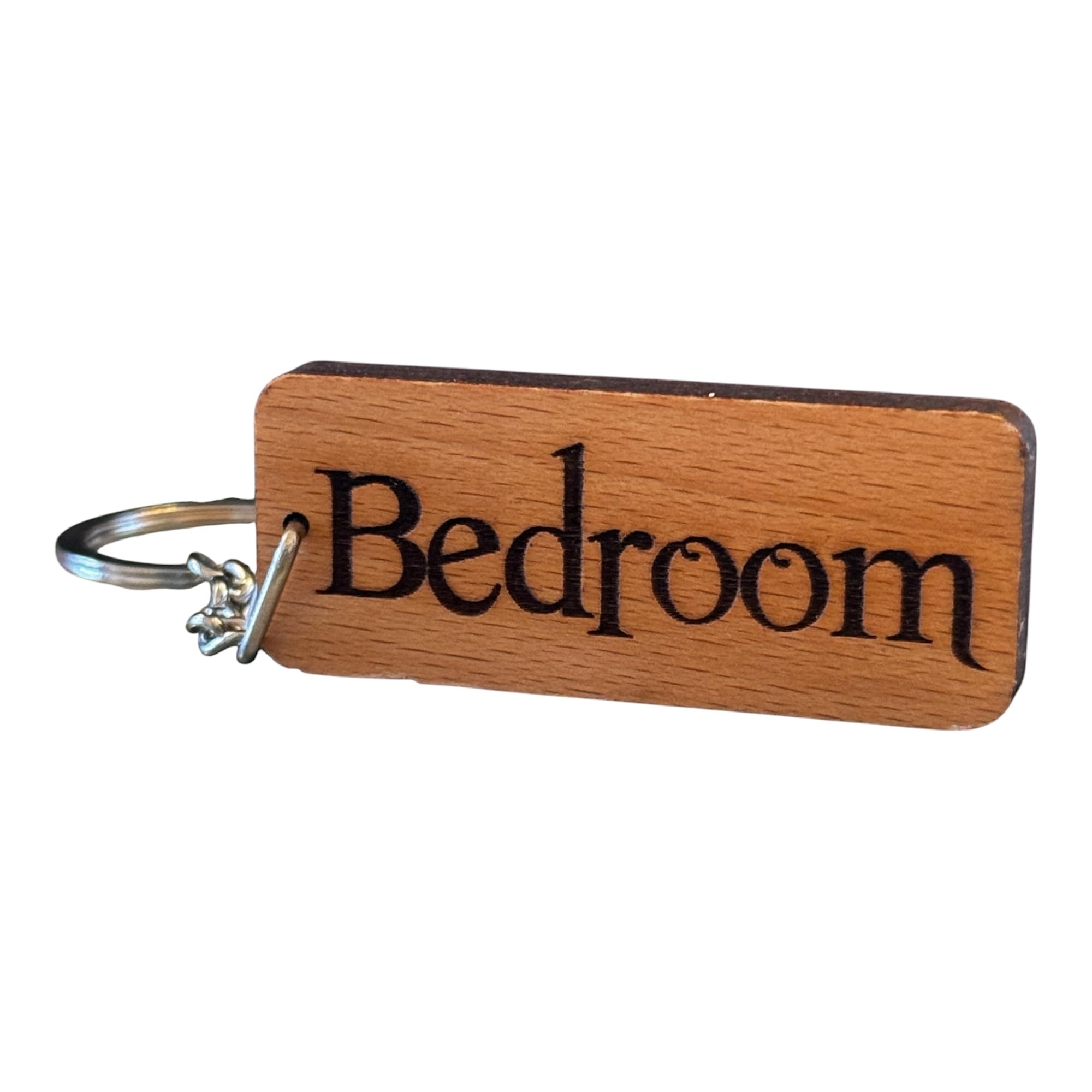 S M Gift Shop Brown Bedroom Engraved Wooden Keyring Keychain Key Ring Tag