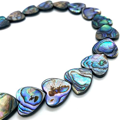 Miniatura 2 de 20 cuentas de corazón con cuentas de concha de abulón natural, cuentas planas sueltas de abulón, cuentas para hacer joyas