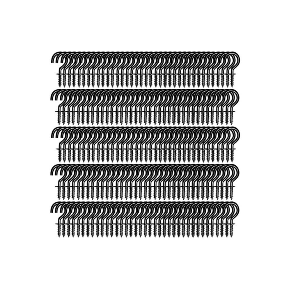 50/100/200/500 Stück Schraubhaken, Deckenhaken, multifunktional, robust, Wandmontage, Kunststoff-Taucheisen, einschraubbarer Pflanzenhalter, Schwarz, Gold, Silber(Black,500PCS)