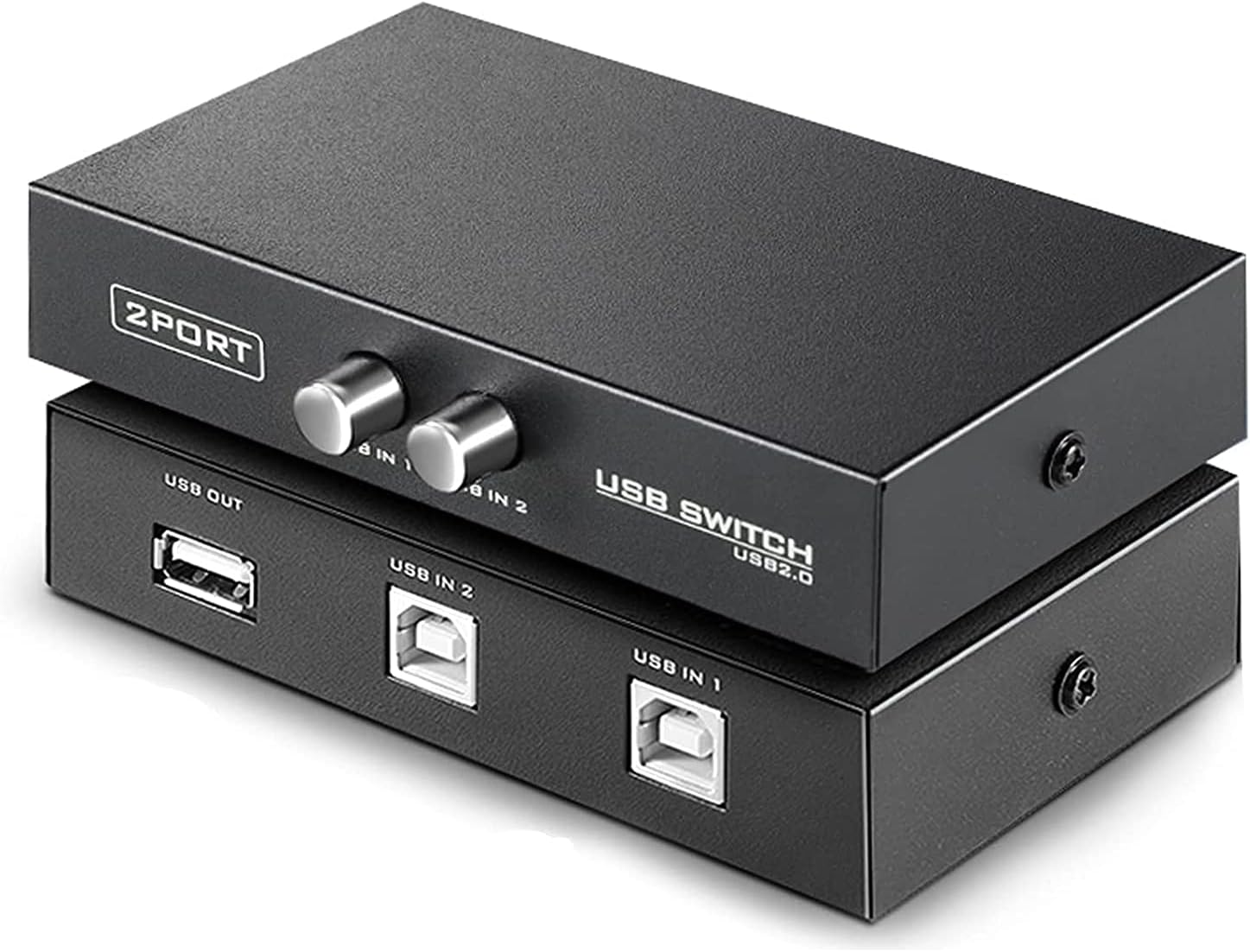 AOGETYO 2 Ports Switch for PC Sharing Switch Hub Box,Printer Spliter for Two Computers Sharing 1