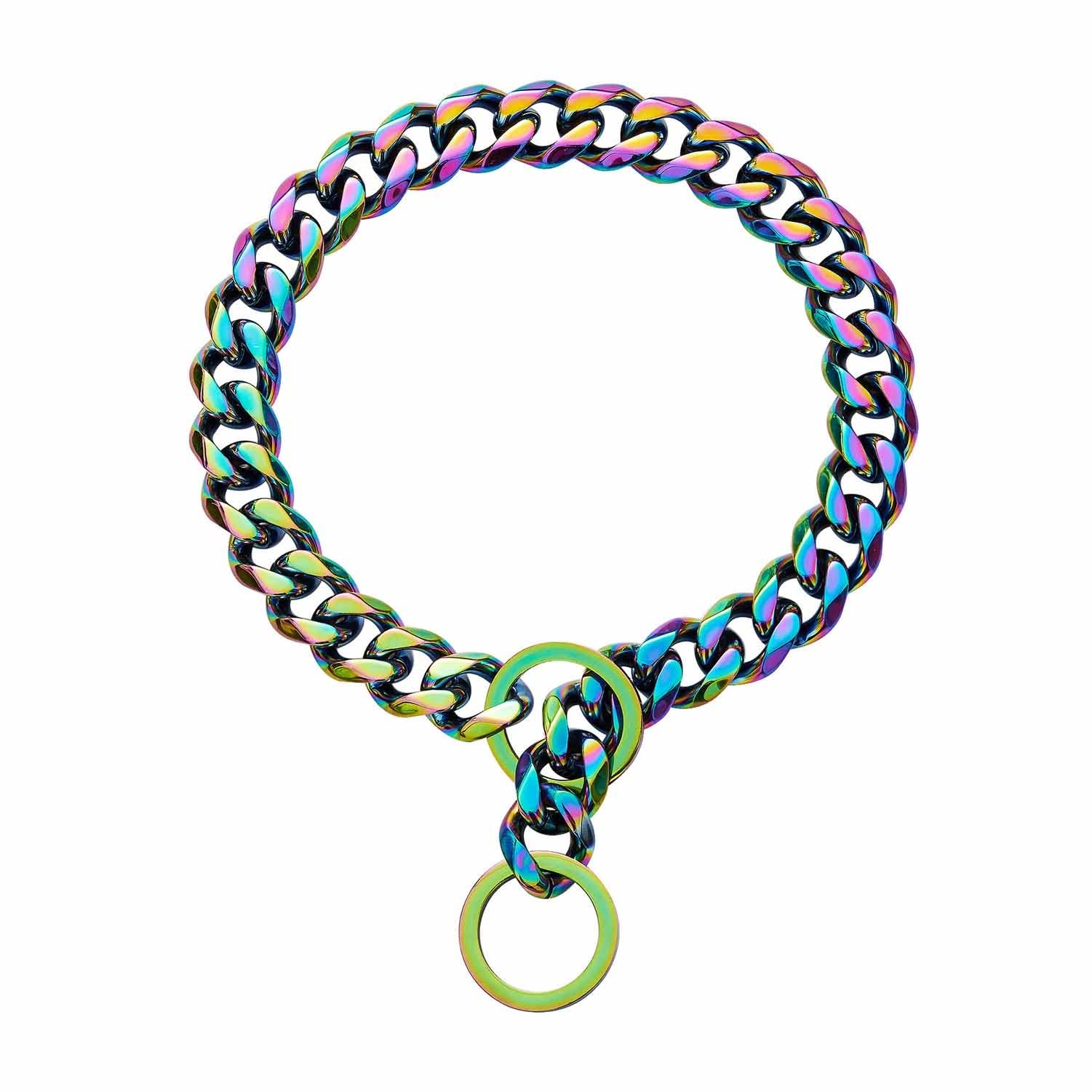 Collier pour chien de taille moyenne avec chaîne robuste multicolore 15 mm