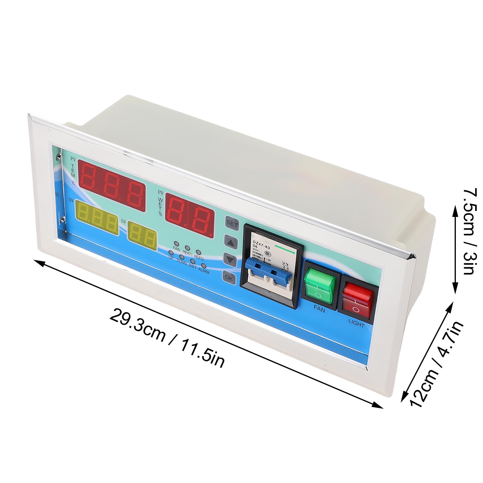Jeffergarden Digitales Thermostat-Hygrometer für Eierbrutkasten ABS-Material Großer Bildschirm Automatische Temperatur- und Luftfeuchtigkeitsregelung für Geflügelzucht