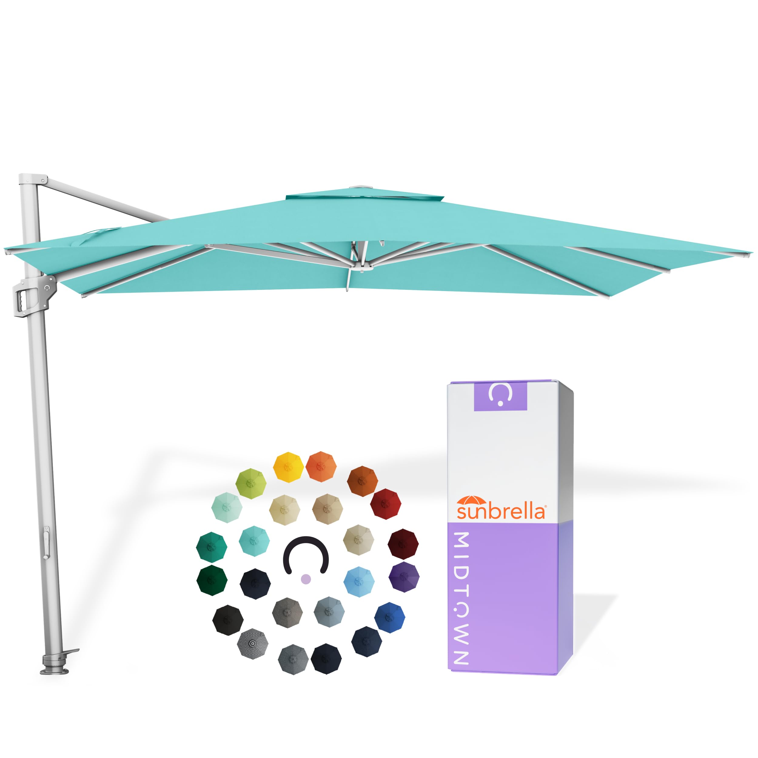 Midtown Umbrellas Grande Square - 9 x 9 Ft Cantilever Umbrella