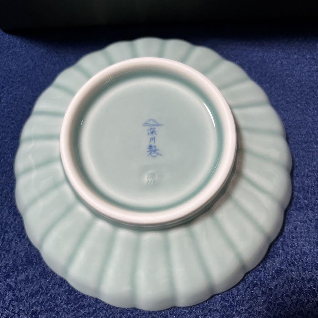 深川製磁❤︎ 青磁　菊割子付 送料無料〉深川製磁 青磁 小付揃 菊割 小鉢 小皿 取皿 盛
