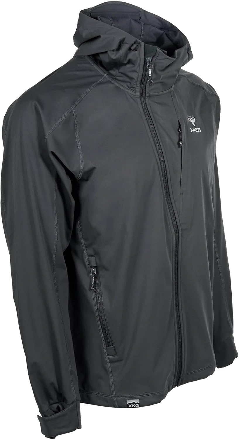 King's Camo XKG Tracker Soft Shell Jacket | Lightweight & Windproof | Hunting, Hiking & Fishing Gear | Charcoal, 3X-Large