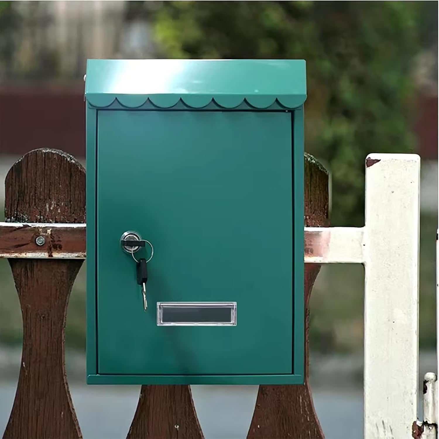 Security Locking Wall Mount Metal Mailbox, Galvanized Steel Mailbox with Lock, Large Drop Box for Daily Letters Magazines and Packages(Green)