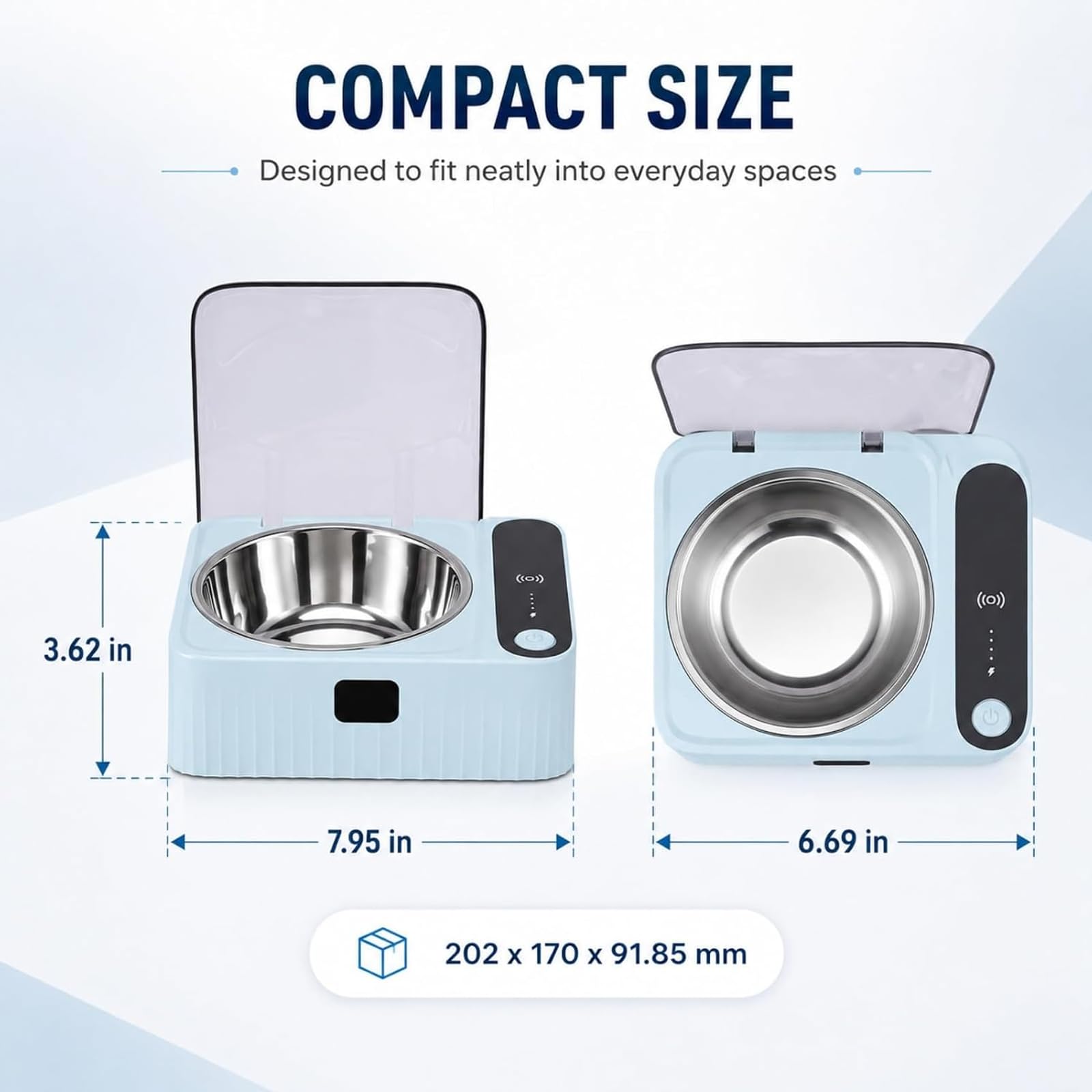 Automatic Pet Feeder Bowl with Sensor Lid Stainless Steel Cat Dog Bowls，1pc