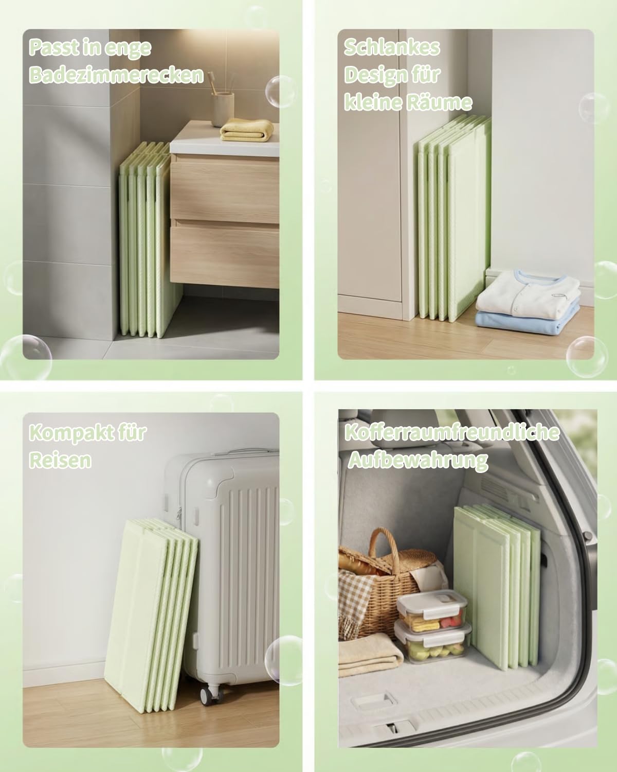 Faltbare Babybadewanne für Babys & Kleinkinder von 0–6 Jahren, Klappbare Kinderbadewanne für Bad & Dusche, Mit 4 Stabilen Standfüßen und Ablauf, Platzsparend & Leicht (Grün)