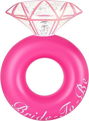 Miniatura 18 de HeySplash Flotadores de Piscina, Flotador de Piscina de Anillo de Diamante Inflable, Flotador Grande de Anillo de Compromiso para Despedida de
