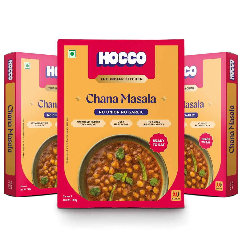 HOCCO Jain Chana Masala Ready to Eat | Just Heat and Eat | Pure Vegetarian With No Added Preservative & Colours | Meal Ready In 5 Minutes | Microwave-Able_Serves 2 (300gm) | pack Of 3 (B0C7RBBQN4) Amazon Price History, Amazon Price Tracker