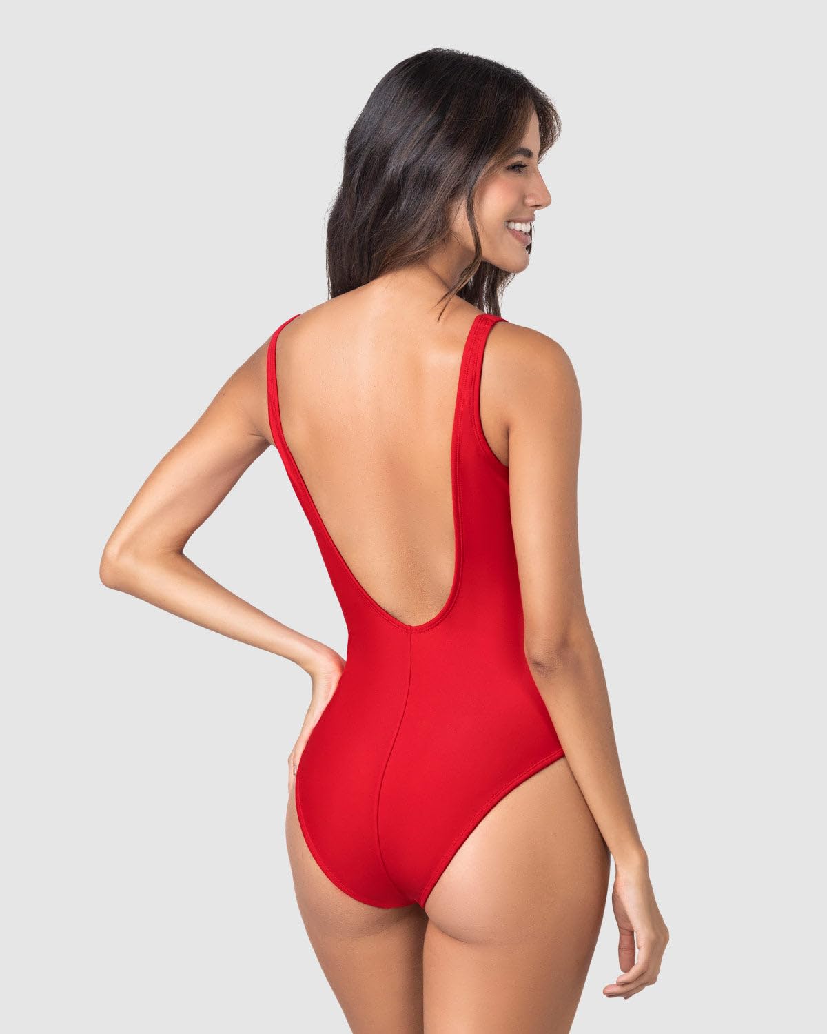 Leonisa Costume da bagno dimagrante con doppio tuffo da donna, scollo a V profondo, controllo della pancia, con vestibilità a compressione scolpita