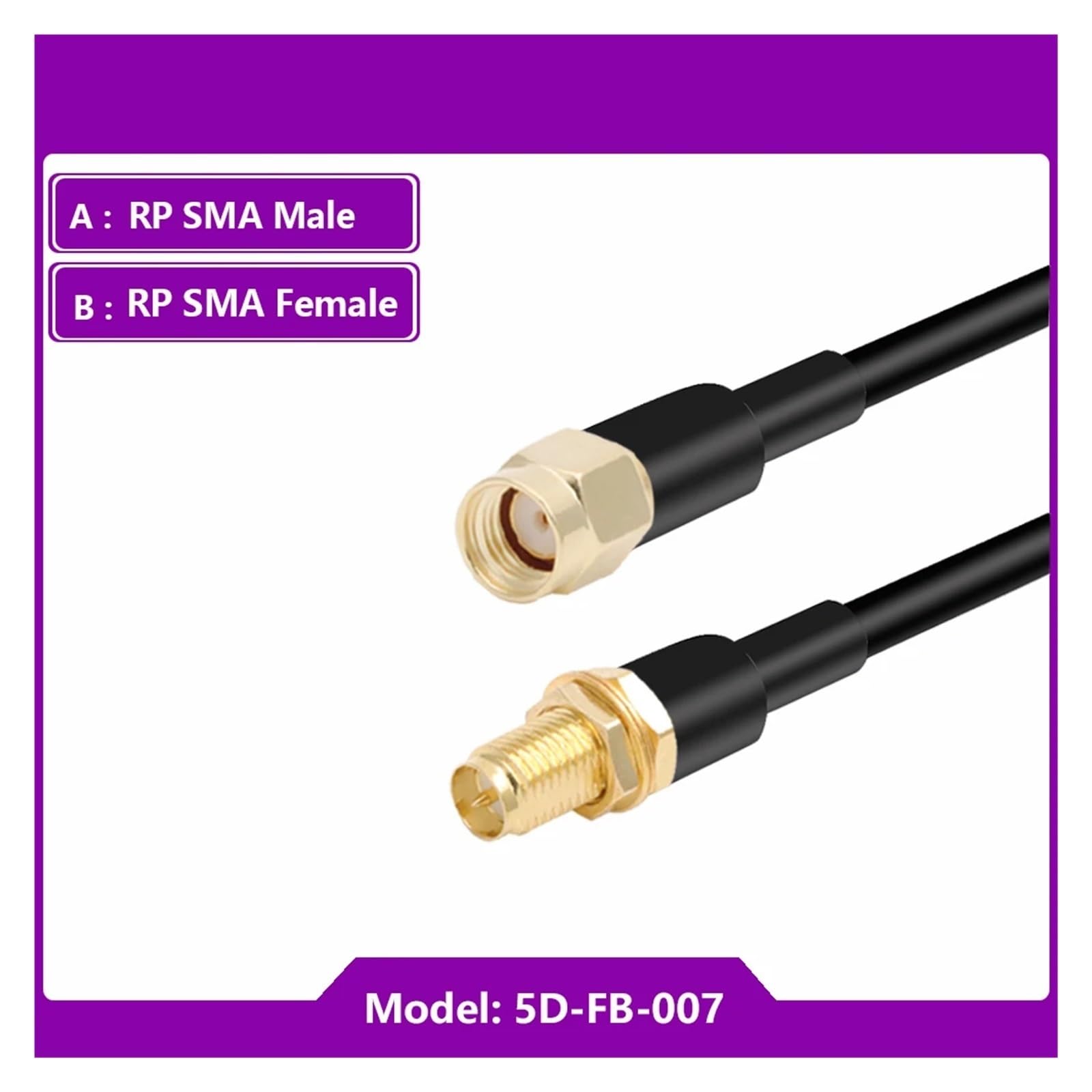 1 szt. 50-omowy kabel koncentryczny RF 5D-FB o niskiej stratności z wtykiem męskim SMA do wzmacniaczy sygnału mobilnego i rozdzielaczy antenowych Lucky(RP SMA M to RP SMA F,10M(32.8FT))