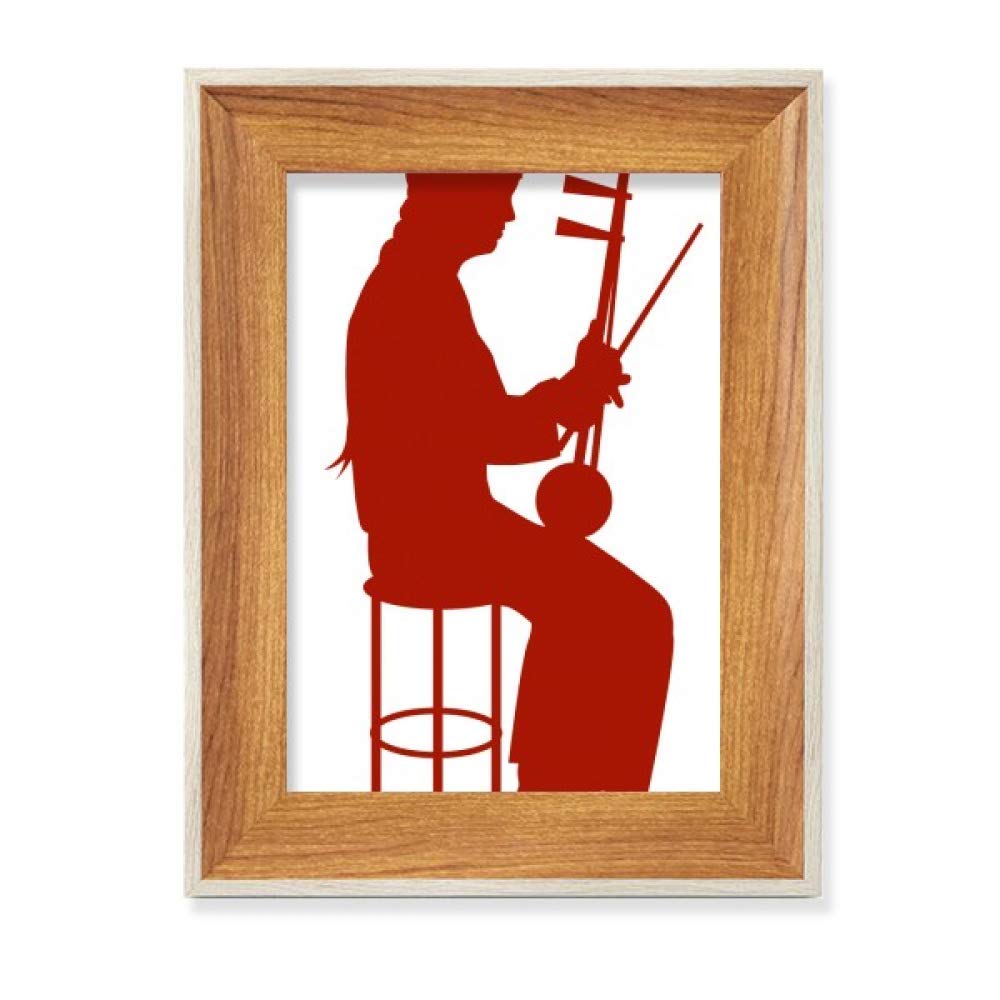 Chine Erhu Player Cadre Photo Bois pour Déco Bureau et Salon Élégant