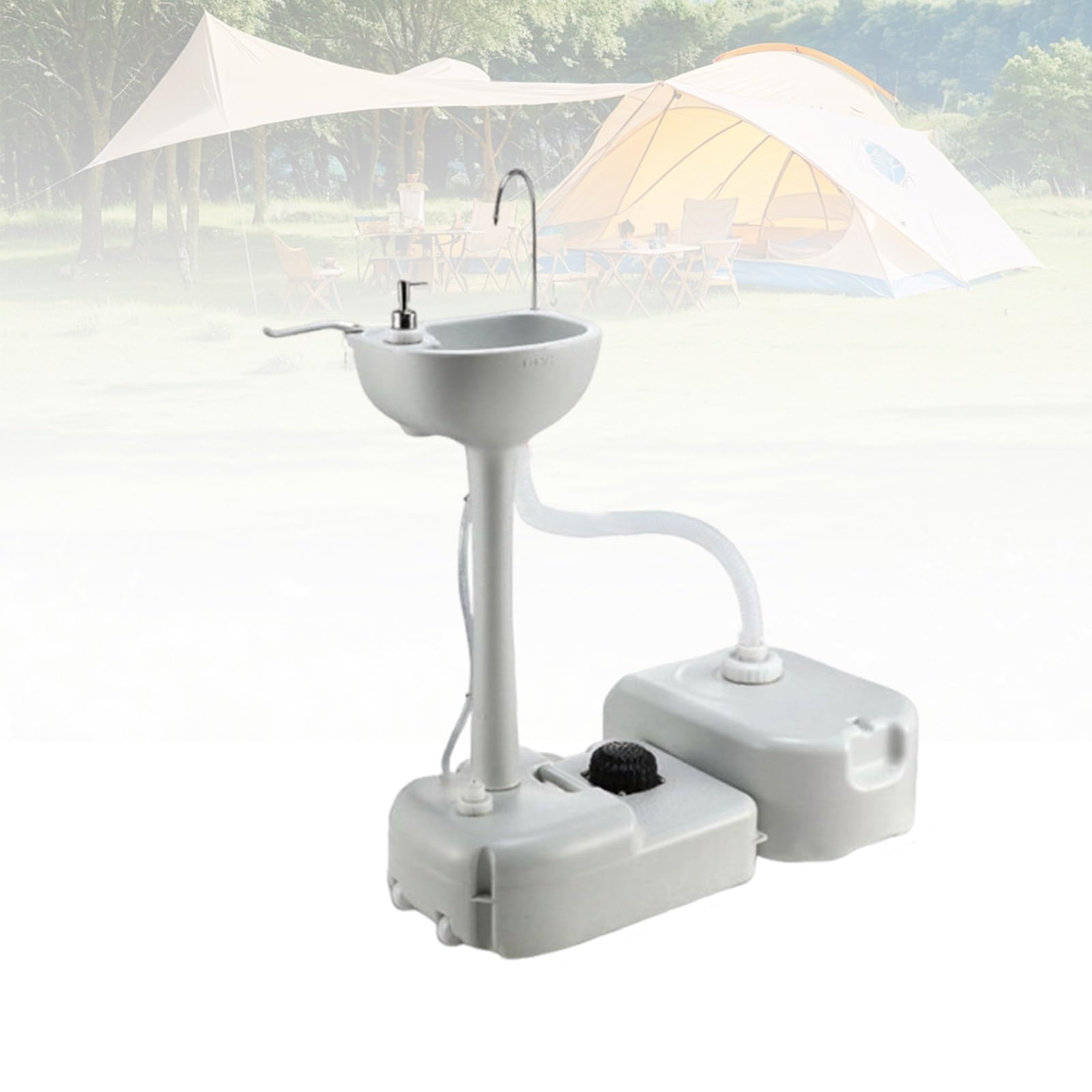 Lavandino da Campeggio Portatile con Ruote, Lavello Portatile con Dispenser di Sapone E Portasciugamani, Stazione Lavamani Portatile per Eventi All'aperto