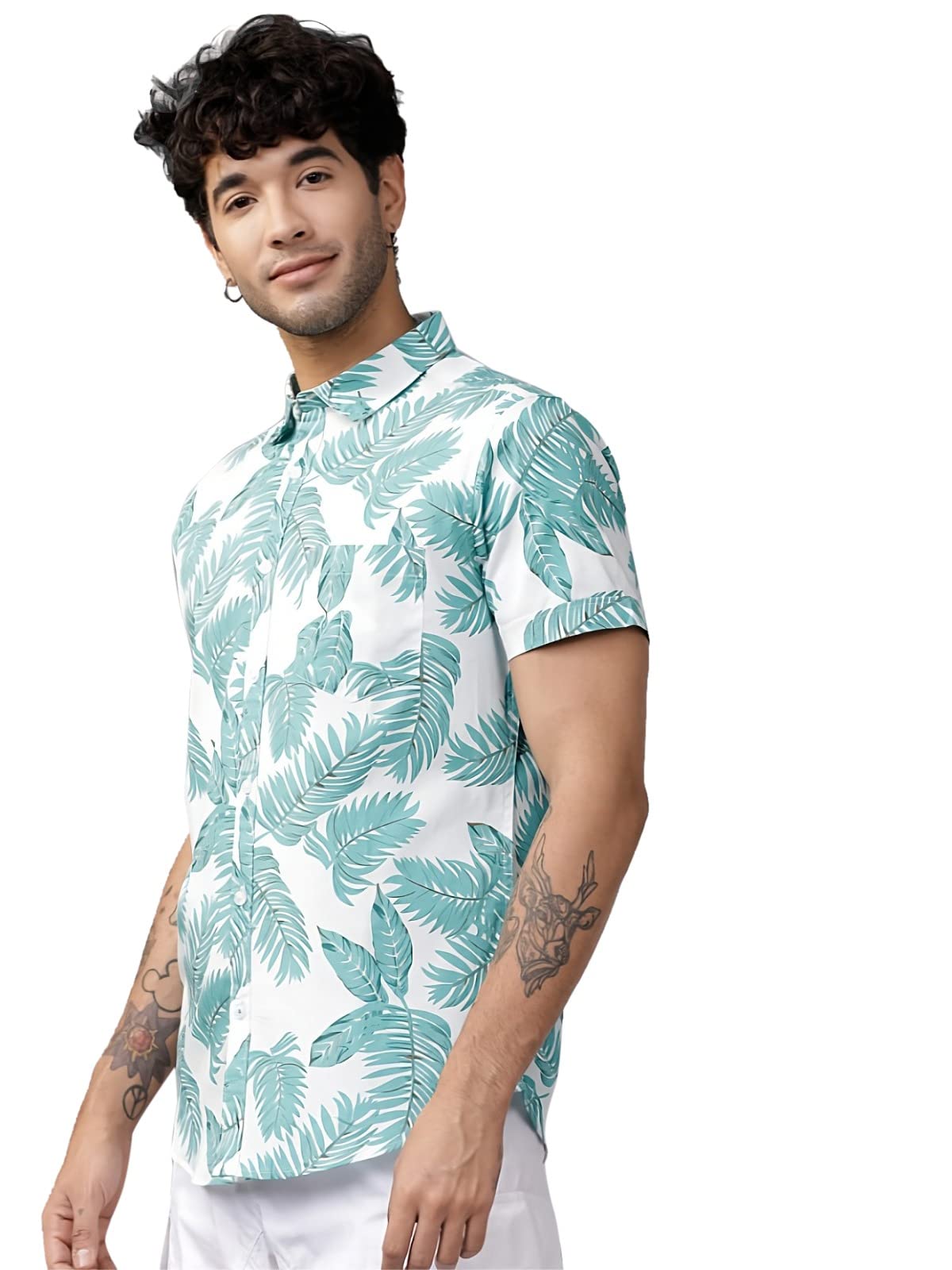 LookMark Men's Cotton Blend Stitched Solid Half Sleeve Slim Fit Shirt