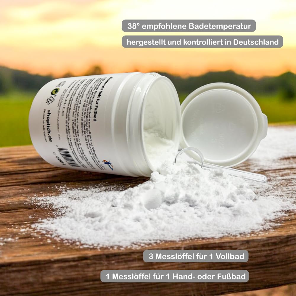 Elektrolytsalz 600g basisch für Ionen- und Elektrolysefußbad | basisches Aktivierungssalz, für Fußbad, Sitzbad, Handbad & Vollbad, vegan, pH 8,5