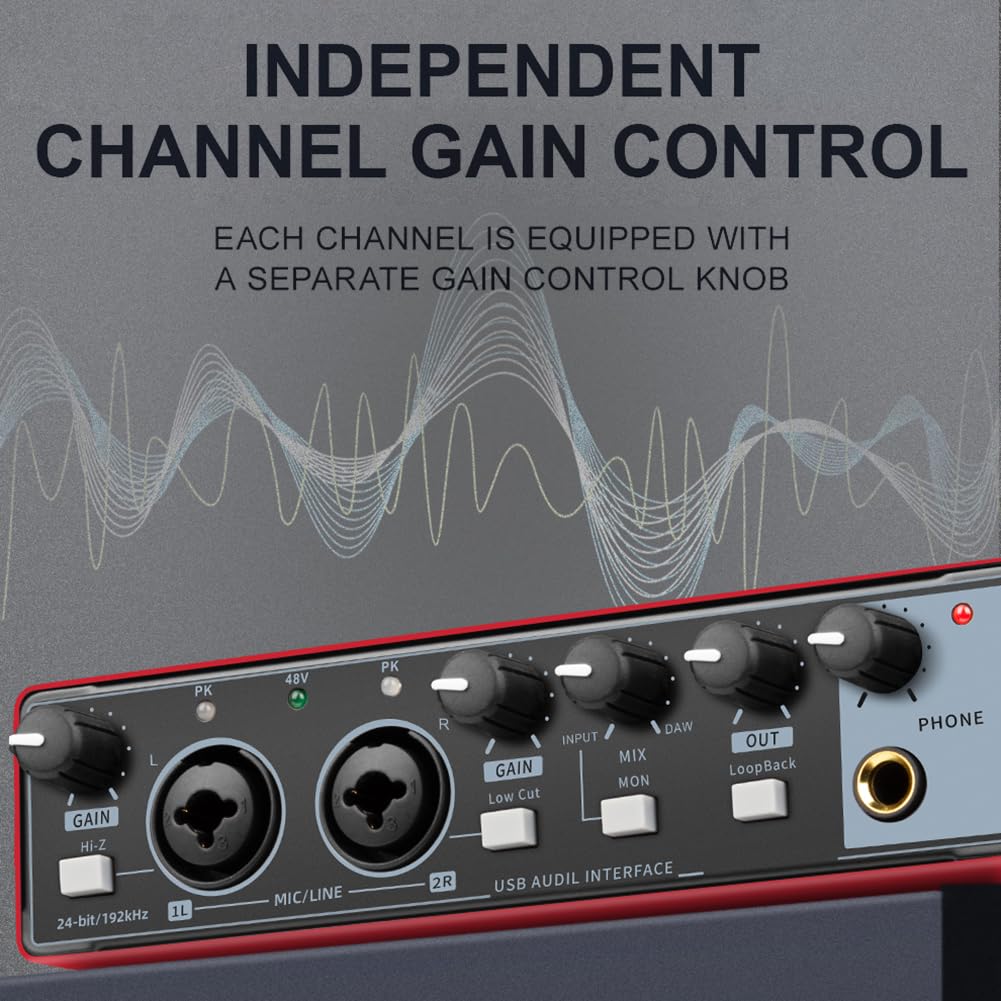 Mixer per DJ, MD22 Interfaccia USB 24-bit/192 KHZ Scheda Portatile Professionale Alimentazione Phantom 48V for Chitarra Attrezzatura(ZHQ-ZXS10)