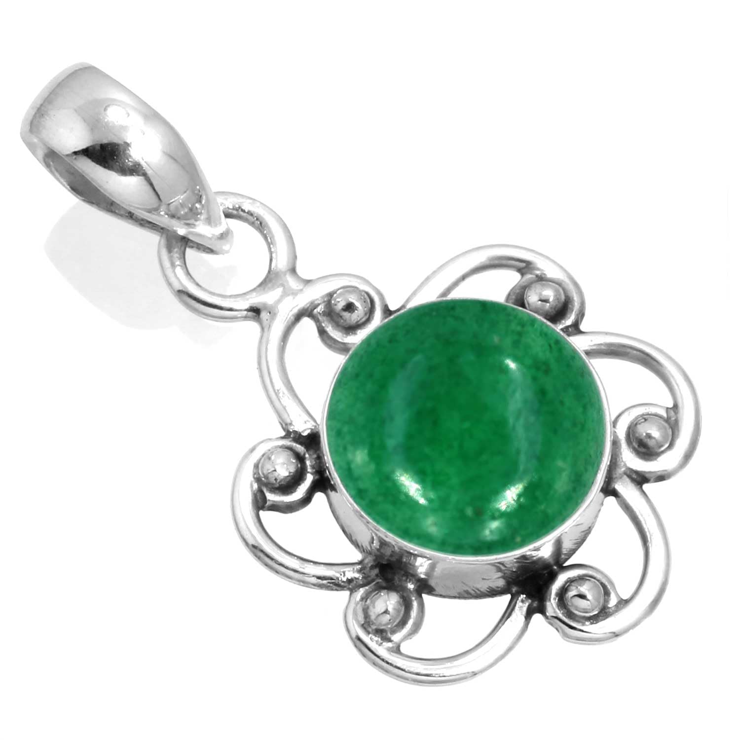925 Sterling Silver Handmade Pendant for Women 10 MM Round Gemstone Boho Silver Jewelry for Gift (99513_P)-image-34