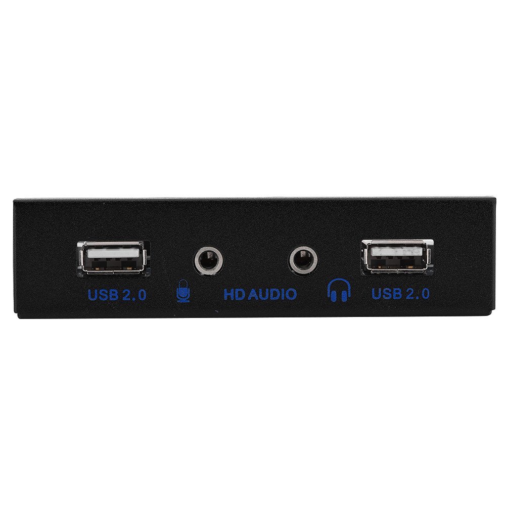 Bewinner Pannello Frontale Multifunzionale, Usb2.0 HD-Audio Pannello Frontale Floppy da 3,5" 9Pin a 2 Interfaccia Usb2.0 con Spina Audio Mic, Costruzione in Metallo Resistente, Resistente all'Usura