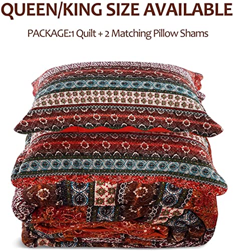 Best Striped Classical Cotton 3-Piece Patchwork Bedspread Quilt Sets Queen #TOP5