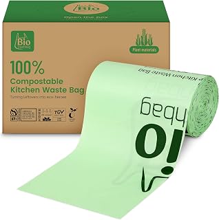 Green Compostable Trash Bags Biodegradable,13 Gallon Tall Kitchen Large Garbage Bags,50 Count,Heavy Duty 49.2 Liter,100% Compost Food Waste Bags Eco-Friendly,US BPI and Europe OK Compost Home Certifie