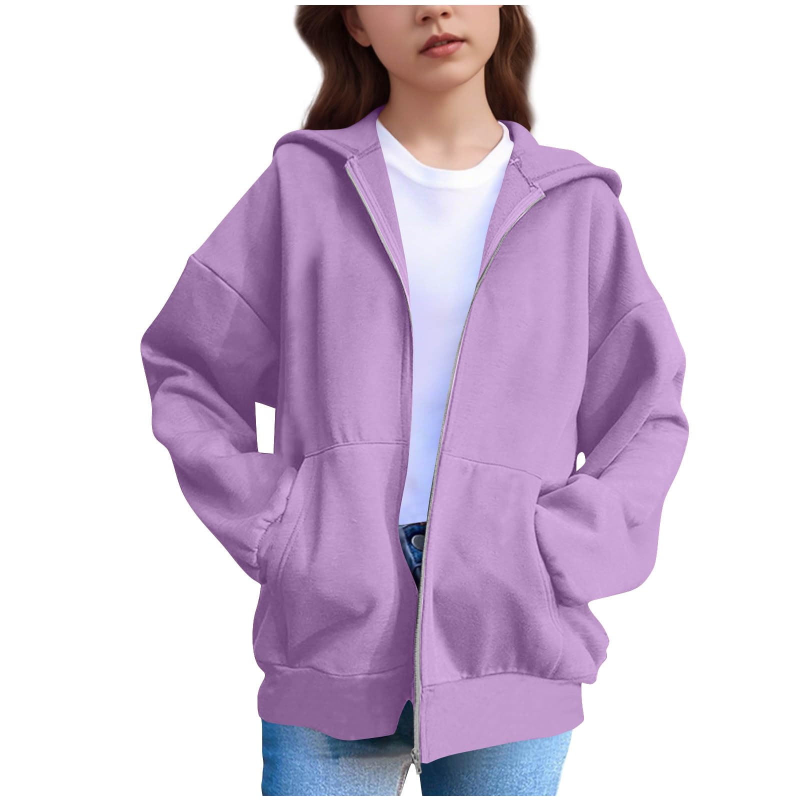 Sweat à capuche zippé ours mignon : le pull violet idéal à offrir aux enfants - 8
